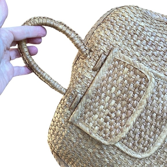 Vintage Large Wicker Satchel Briefcase Tote, Light Tan - Picture 7 of 15